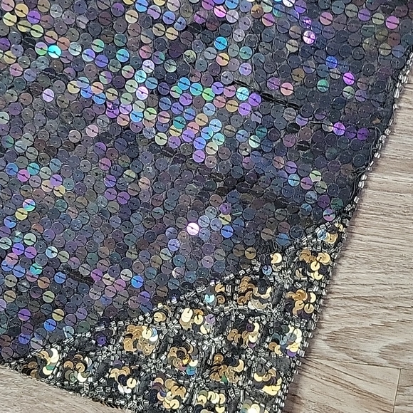 NWT Vintage Cee Cee Black Silk Sequin & Beaded High Rise Shorts Retro India MD - Picture 5 of 15